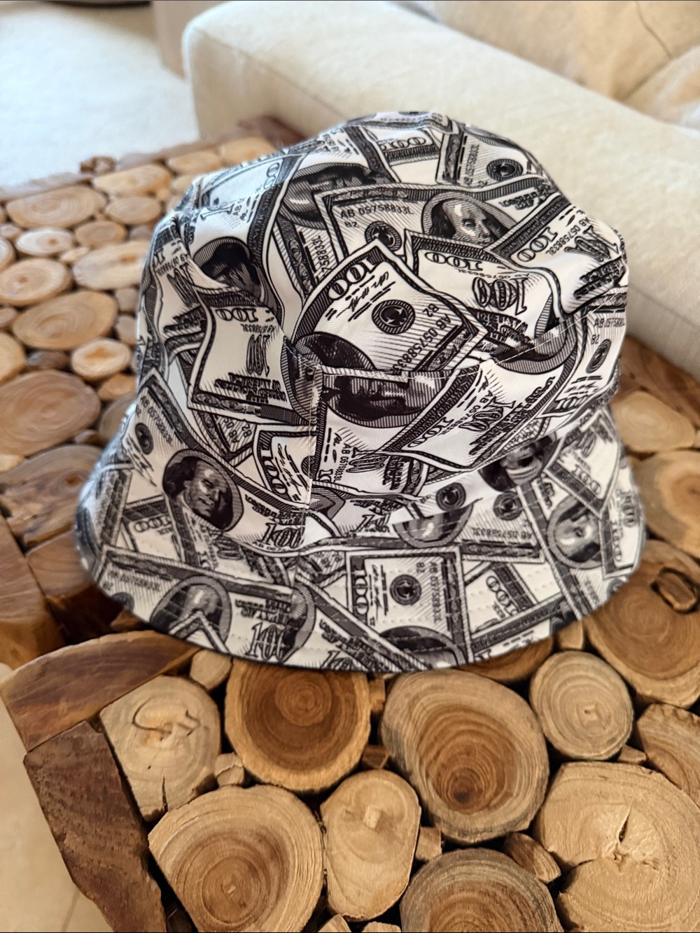 Unbranded Men's Black & White Money Print Bucket Hat